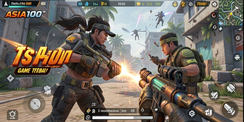 Screenshot ASIA100 menampilkan aksi seru dalam gameplay TPS.