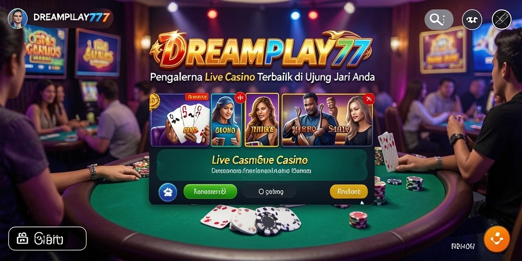 Tampilan gameplay Live Casino yang seru dan interaktif di DREAMPLAY77.