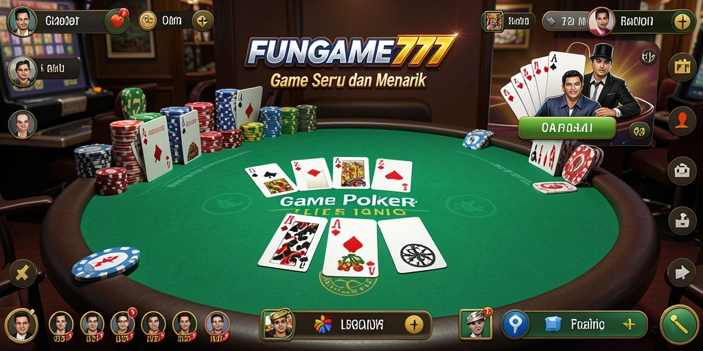 Tampilan gameplay seru di FUNGAME777 saat bermain poker.