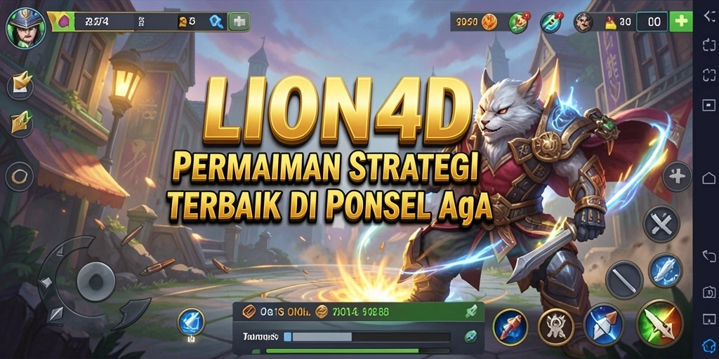 Tangkapan layar utama gameplay LION4D yang menunjukkan aksi pertarungan strategi.