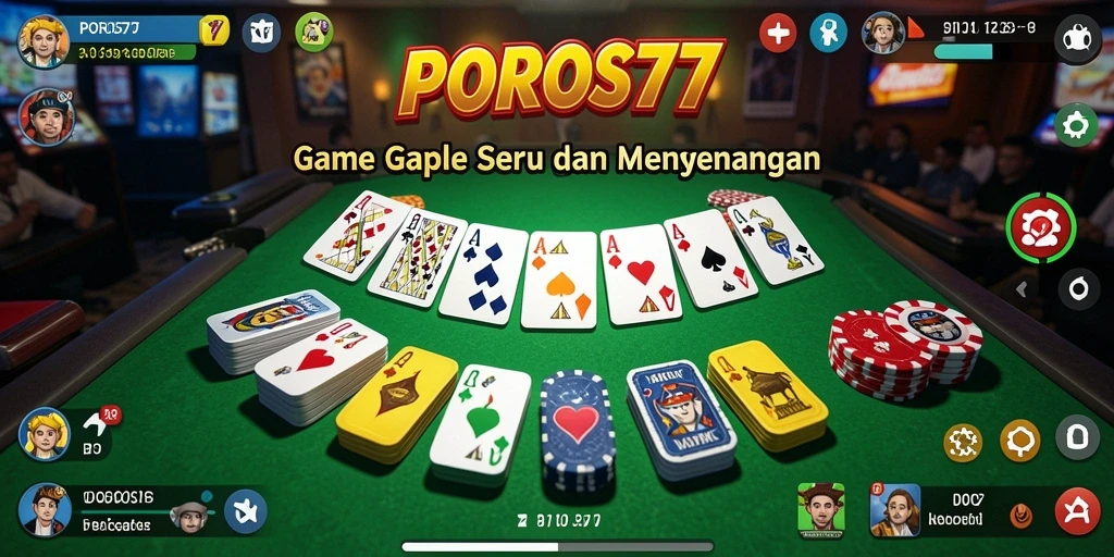 Tampilan menawan dan seru dari gameplay Gaple POROS77.