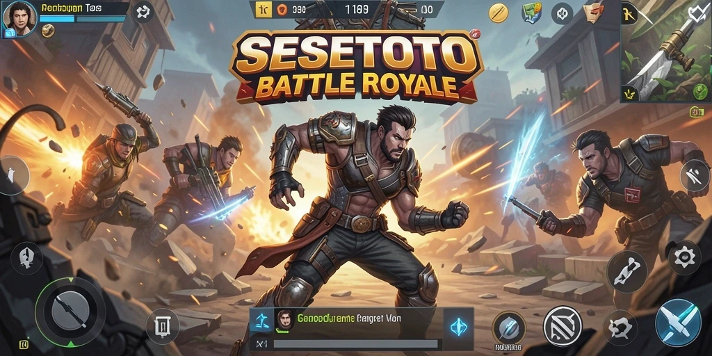 Tampilan gameplay SESETOTO yang menegangkan di arena Battle Royale.
