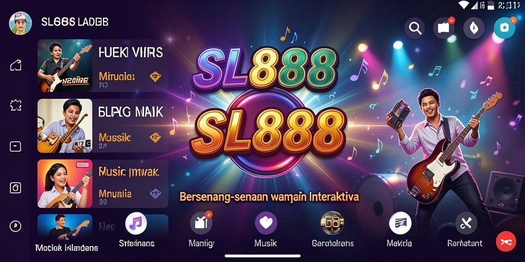Tampilan gameplay SL888 dengan efek visual menarik saat bermain musik.